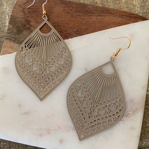 Tan Filigree Drop Earrings